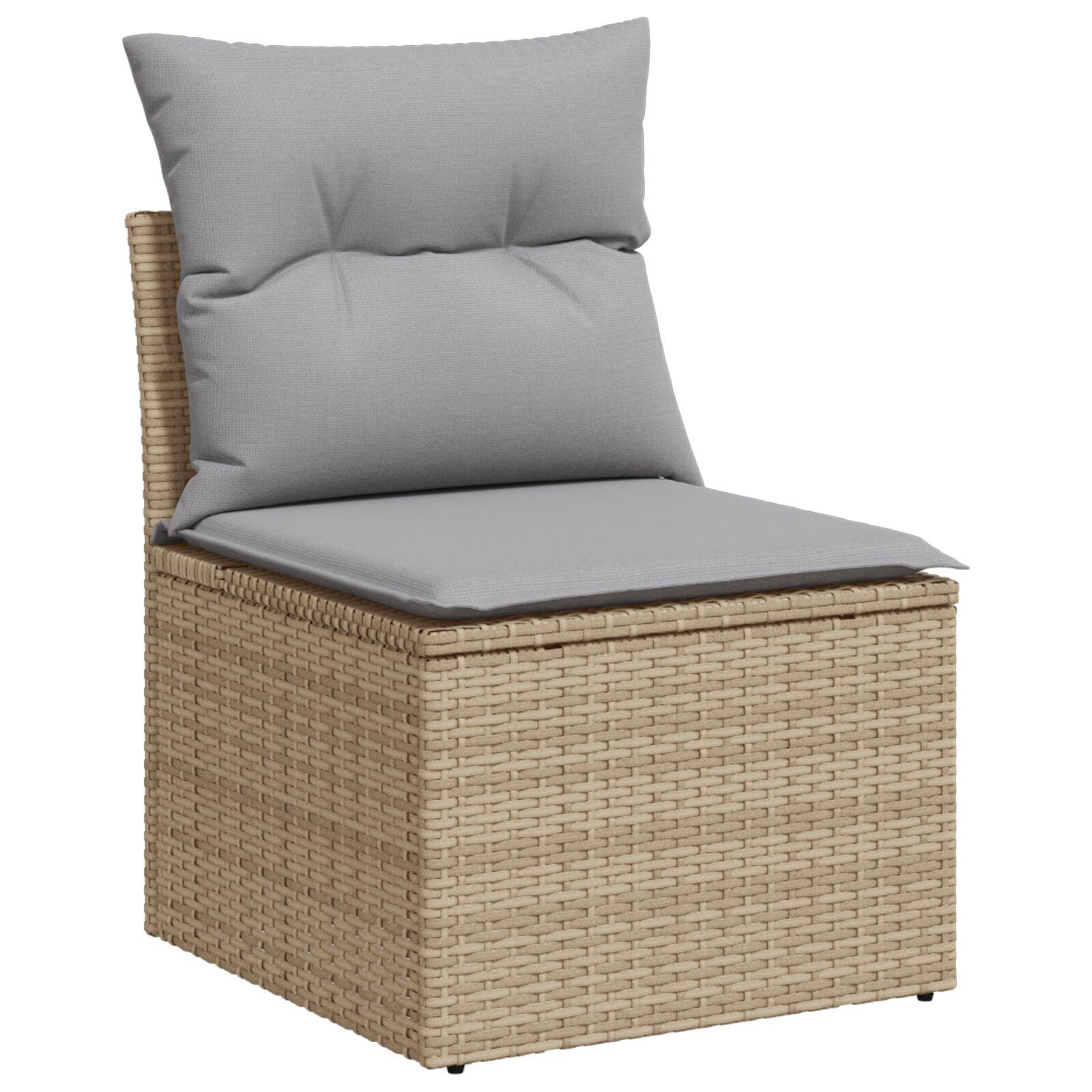 10 dele have sofa sæt med puder beige poly rattan akacia