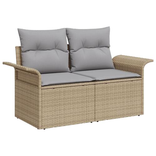 6 Styk Have Sofa Sæt med Puder Beige Poly Rattan
