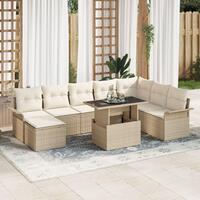 9 Delers Havemøbel sæt med Puder Beige Polyrattan