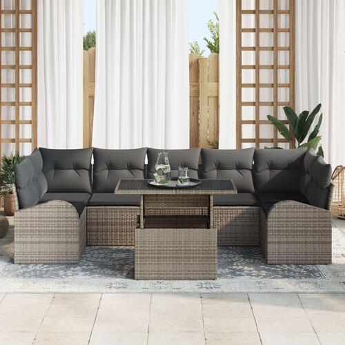 8 Stykker Have Sofa Sæt med Puder Grå Poly Rattan