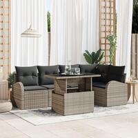 6-delt have sofa sæt med puder grå poly rattan