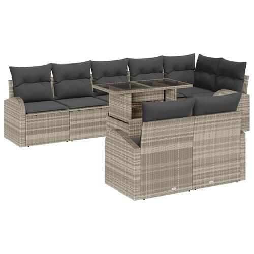 9 Stk Have Sofa Sæt med Puder Lysegrå Poly Rattan
