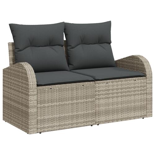 9 Stk Have Sofa Sæt med Puder Lysegrå Poly Rattan