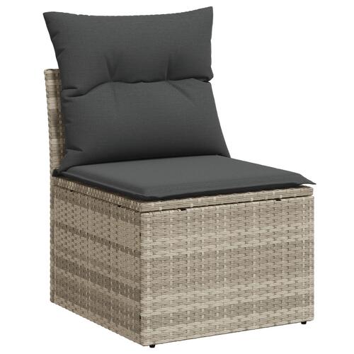 9 Stk Have Sofa Sæt med Puder Lysegrå Poly Rattan