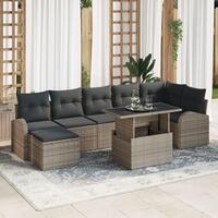 8 Stykker Have Sofa Sæt med Puder Grå Poly Rattan