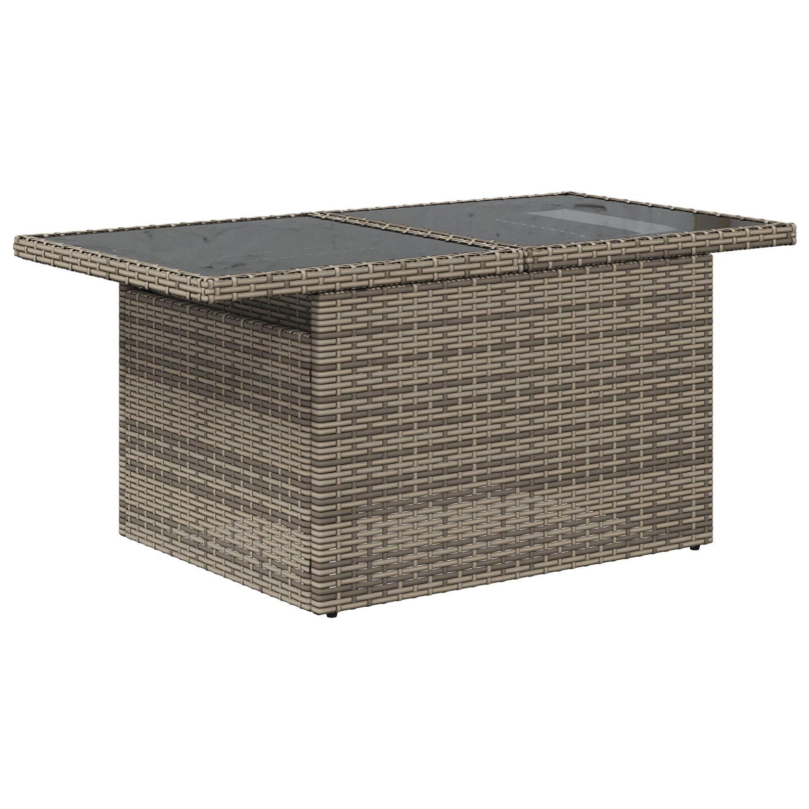 7 Dele Havemøbler Sofa Set med puder Grå Poly Rattan
