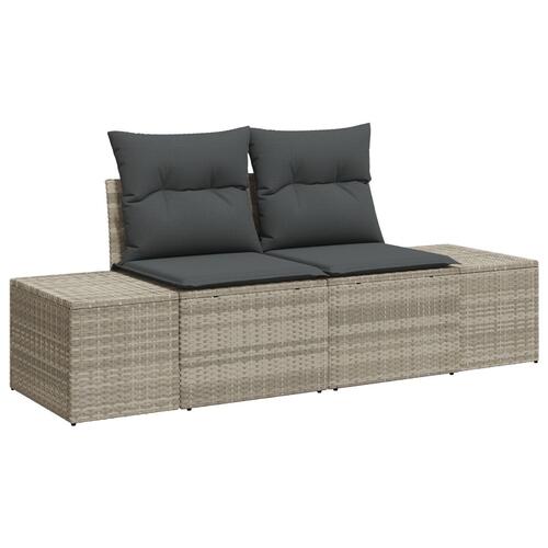 6 Stykke Have Sofa Sæt med Puder Lys Grå Poly Rattan
