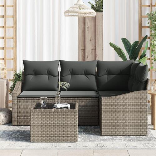 4 Stk Have Møbel Sæt med Puder Sort Poly Rattan