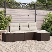 4-delt Have Sofa Sæt med Puder Brun Poly Rattan