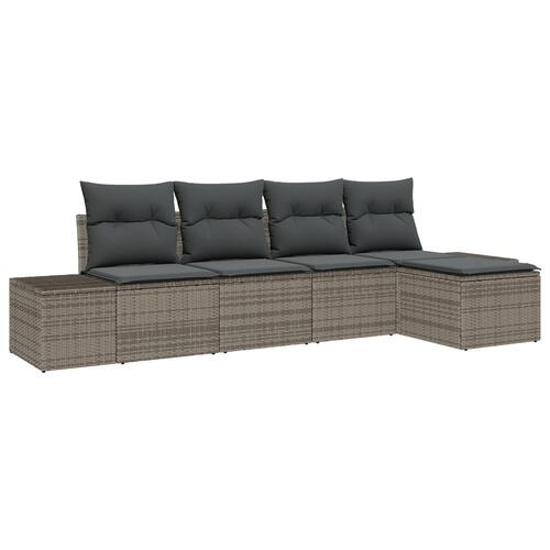 5 Stk Have Sofa Sæt med Puder Grå Poly Rattan