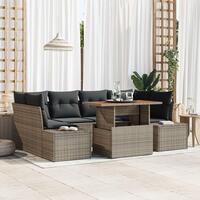 7 Delt Havemøbel Sofa Sæt Med Hynder Grå Poly Rattan