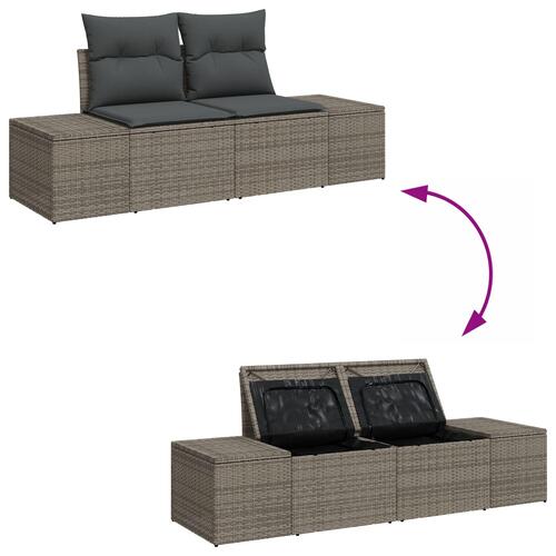 7 Delt Havemøbel Sofa Sæt Med Hynder Grå Poly Rattan