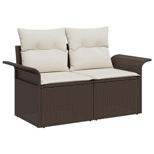 6 Stykker Have Sofa Sæt med Puder Brun Polyrattan