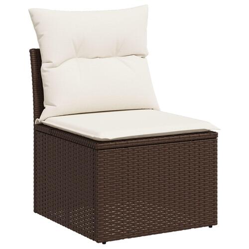 6 Stykker Have Sofa Sæt med Puder Brun Polyrattan