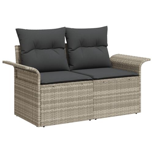 6 Dels Have Sofa Sæt med Puder Lys Grå Poly Rattan