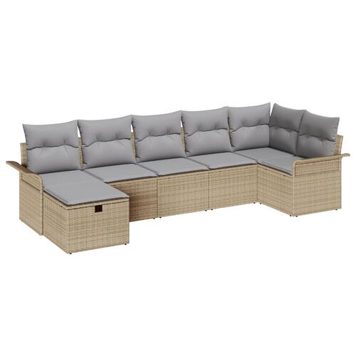 7-personers have sofa sæt med puder beige poly rattan