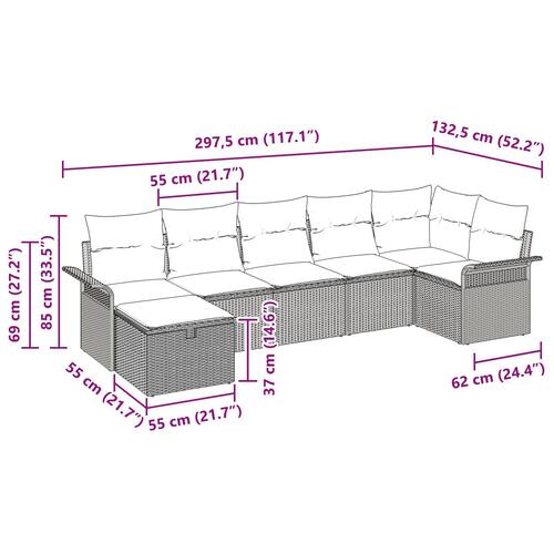 7-personers have sofa sæt med puder beige poly rattan