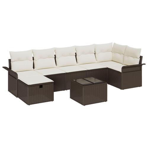 8 Personers Have Sofa Sæt med Hynder Brun Poly Rattan