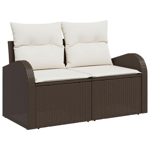 4 Delt Have Sofa Sæt med Puder Brun Poly Rattan
