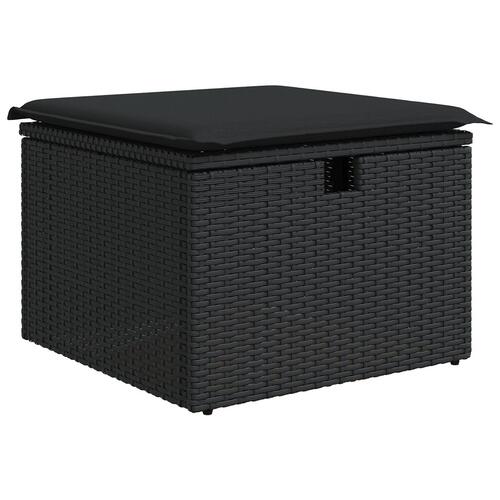 4-deles Have Sofa Sæt med Hynder Sort Poly Rattan