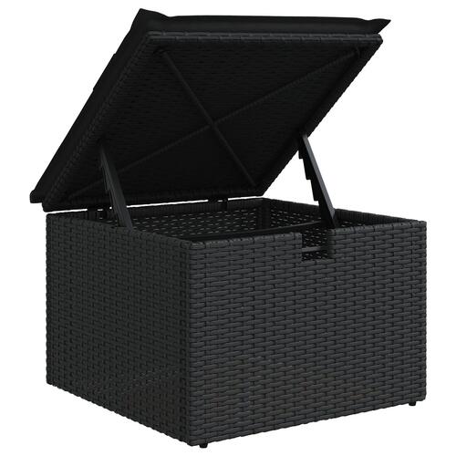 4-deles Have Sofa Sæt med Hynder Sort Poly Rattan