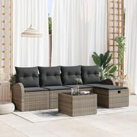 6 Stykke Have Sofa Sæt med Puder Grå Poly Rattan