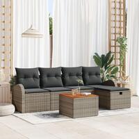 6 Dels Have Sofa Set med Puder Grå Poly Rattan