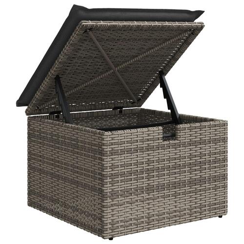7 Stykker Havnesofasæt med Hynder Grå Poly Rattan