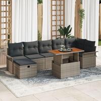 8 Stykker Have Sofa Sæt med Puder Grå Poly Rattan