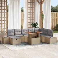 9-delt havesofa sæt med puder beige poly rattan