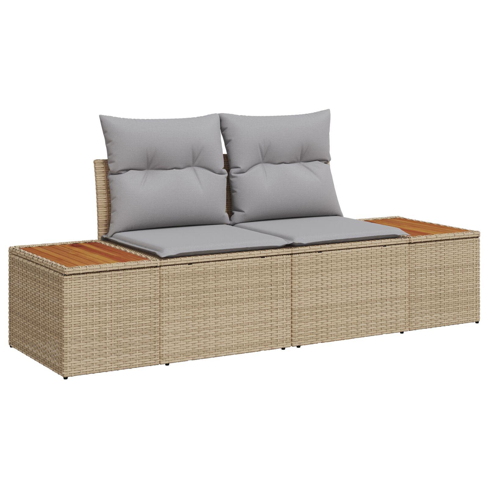 8 Delers Havesofa Set med Puder Beige Poly Rattan