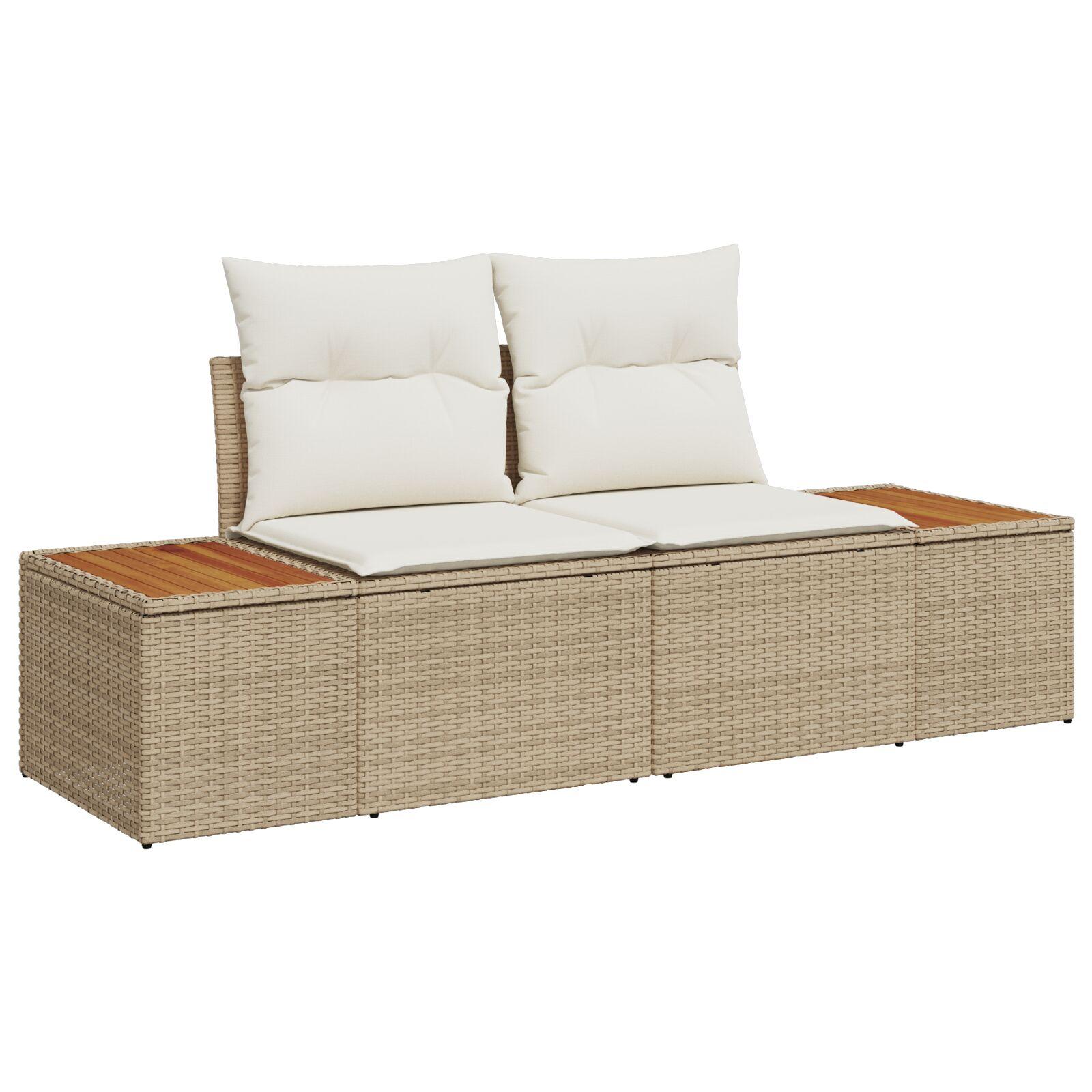 9-delt Have Sofa Sæt med Puder Beige Poly Rattan