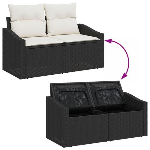 4 Delers Have Sofa Sæt med Puder Sort Polyrattan