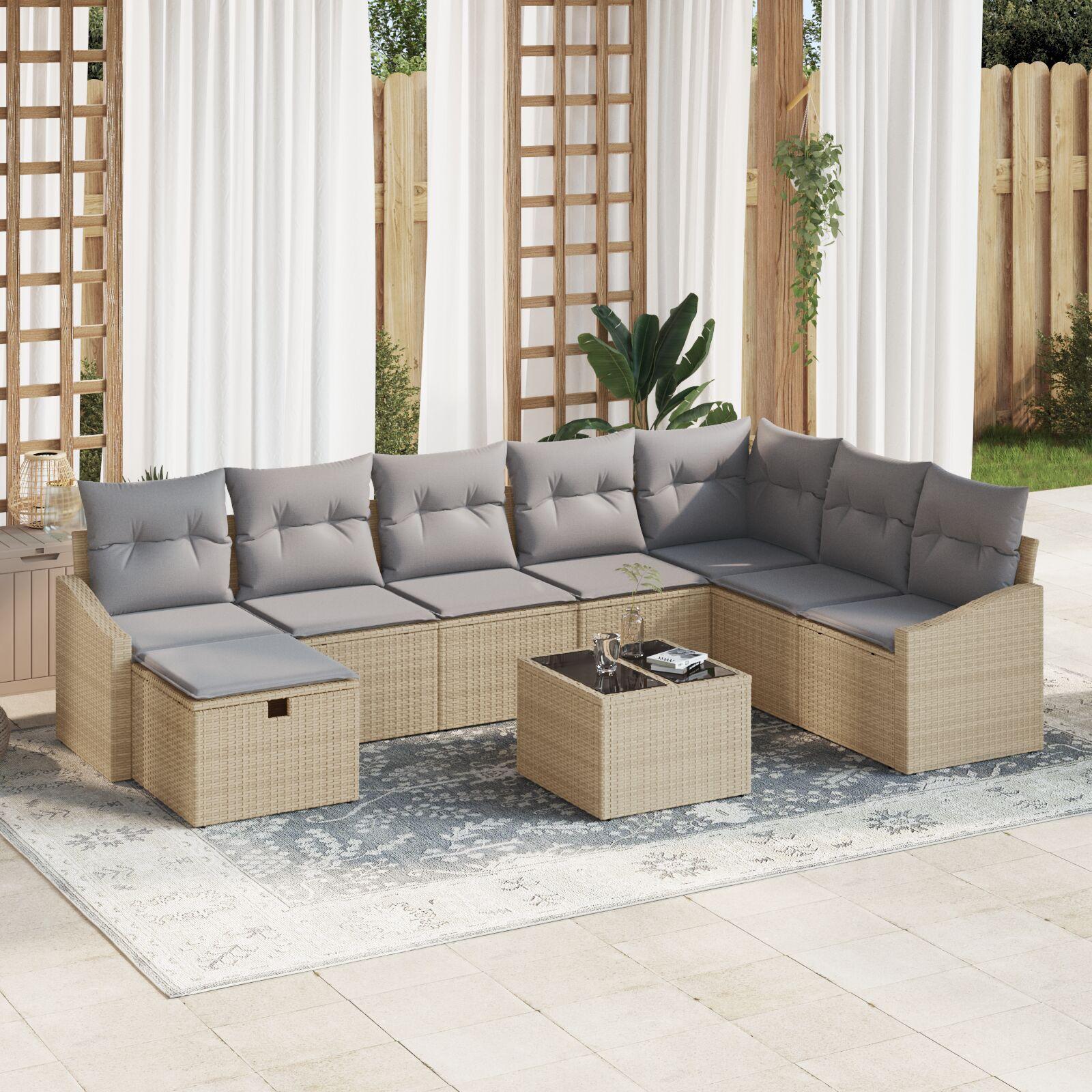 Sofa sæt i polyrattan 8 dele til have og terrasse