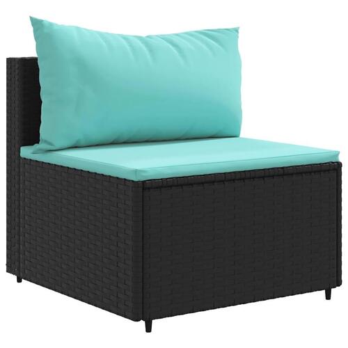 Loungesæt til haven 7 dele med hynder polyrattan sort