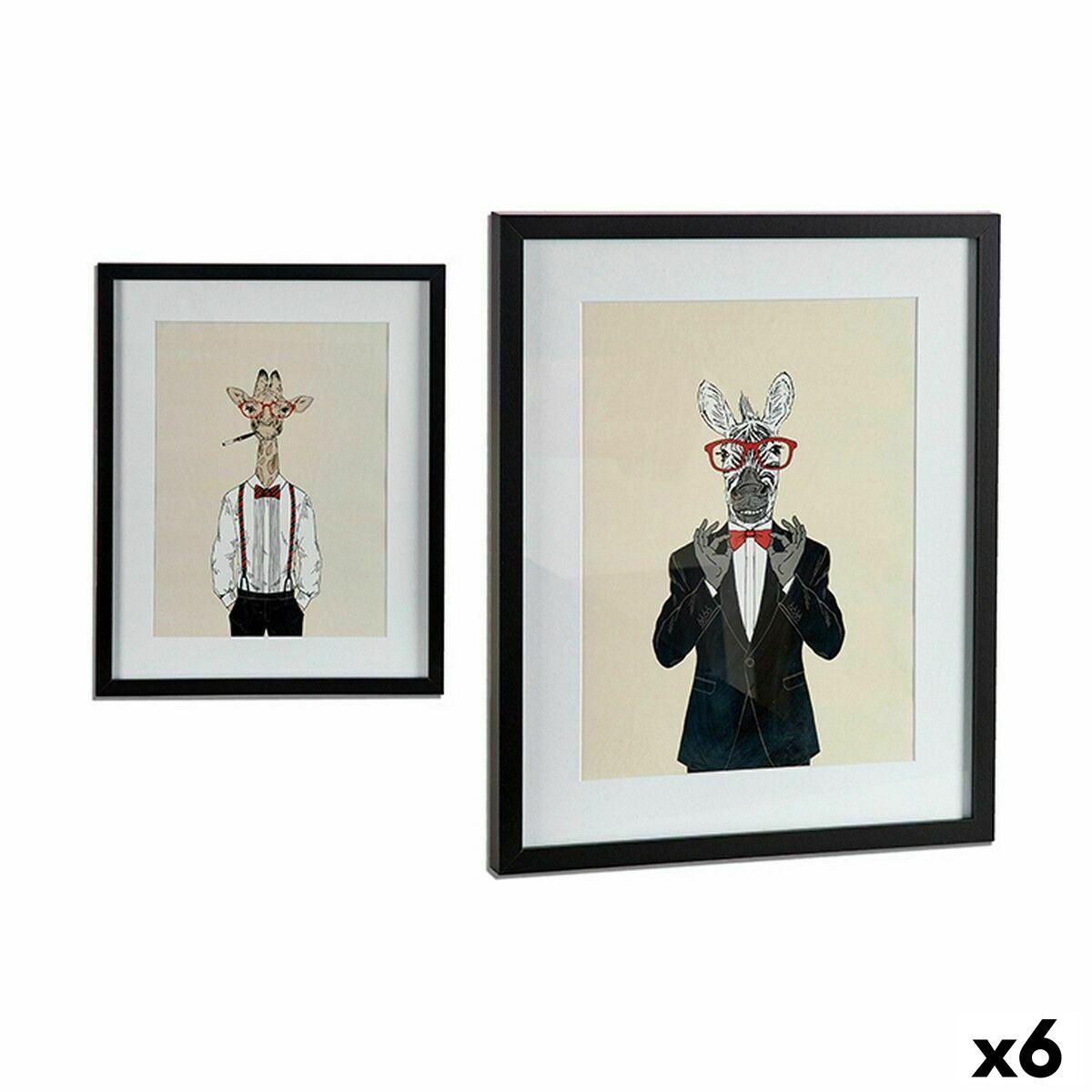 Billede - sort, multifarvet, spånplade, 43 × 3 × 53 cm (6 stk.)