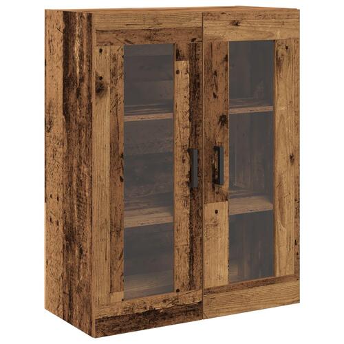 Vægmonteret Skab med Glasdøre - Gammelt Træ - 69.5x34x90 cm