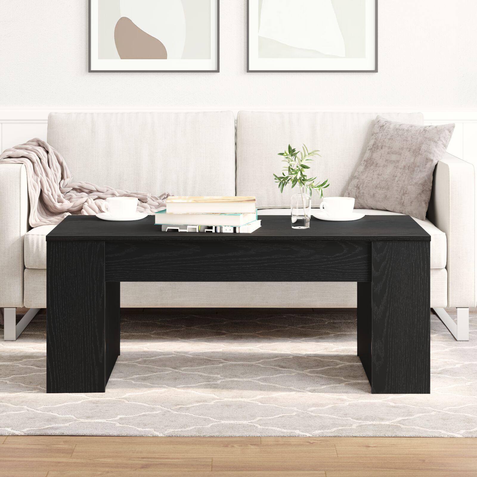 Sofabord Sort Eg 102x55x42 cm Konstrueret Træ