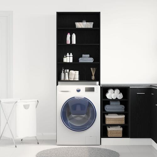 Vaskemaskine Skab Sort Eg 64x24x190 cm Ingeniørtræ
