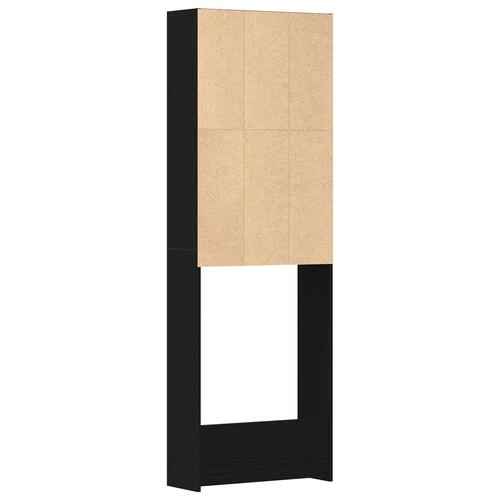 Vaskemaskine Skab Sort Eg 64x24x190 cm Ingeniørtræ