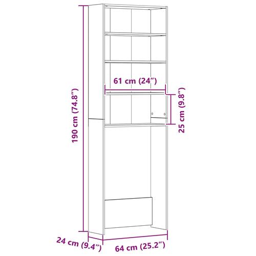Vaskemaskine Skab Sort Eg 64x24x190 cm Ingeniørtræ