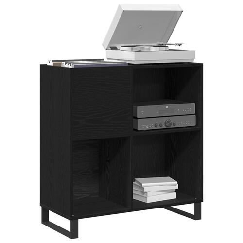 Reol til plader Sort eg 84.5x38x90 cm Konstrueret træ
