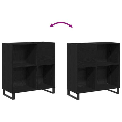 Reol til plader Sort eg 84.5x38x90 cm Konstrueret træ