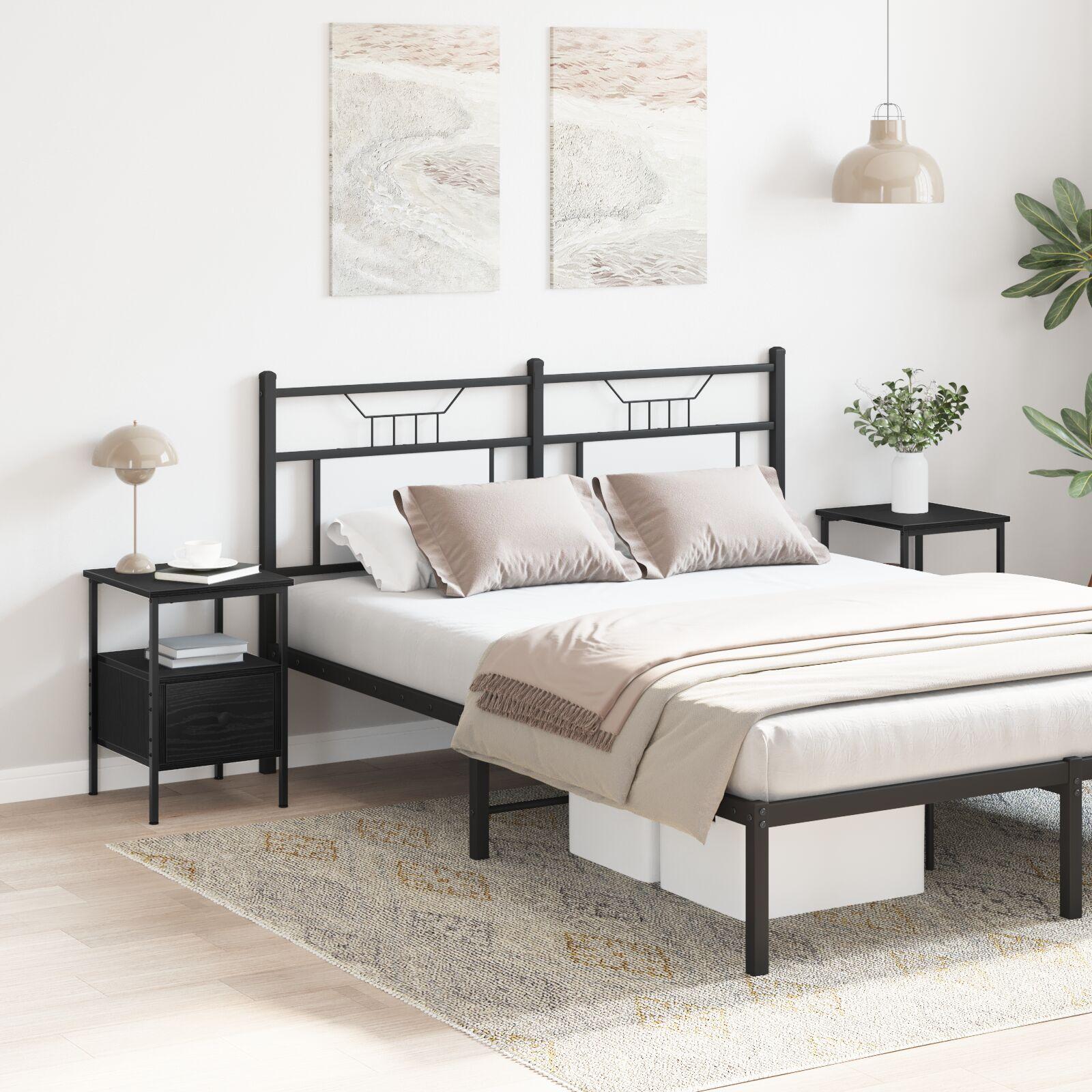 Sengeborde 2 stk Sort eg 34x36x50 cm Konstrueret Træ