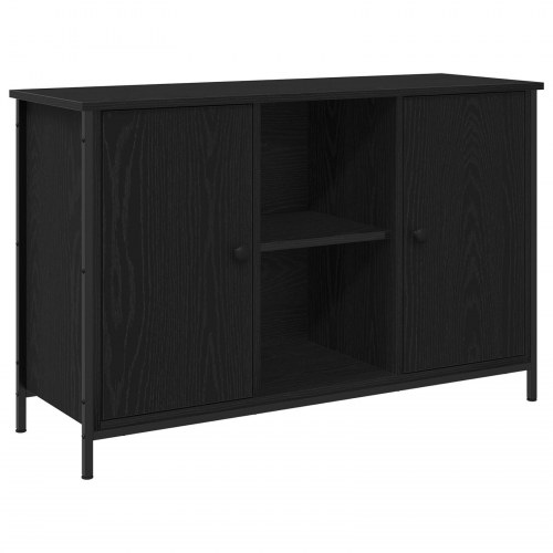 TV Skab Sort Eg 101x35x65 cm Konstrueret Træ og Stål