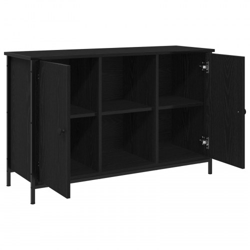 TV Skab Sort Eg 101x35x65 cm Konstrueret Træ og Stål