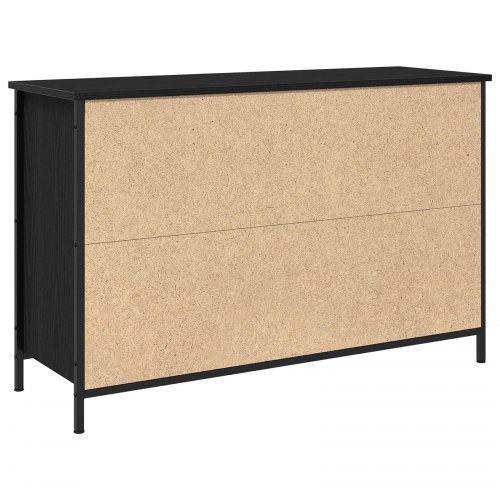 TV Skab Sort Eg 101x35x65 cm Konstrueret Træ og Stål