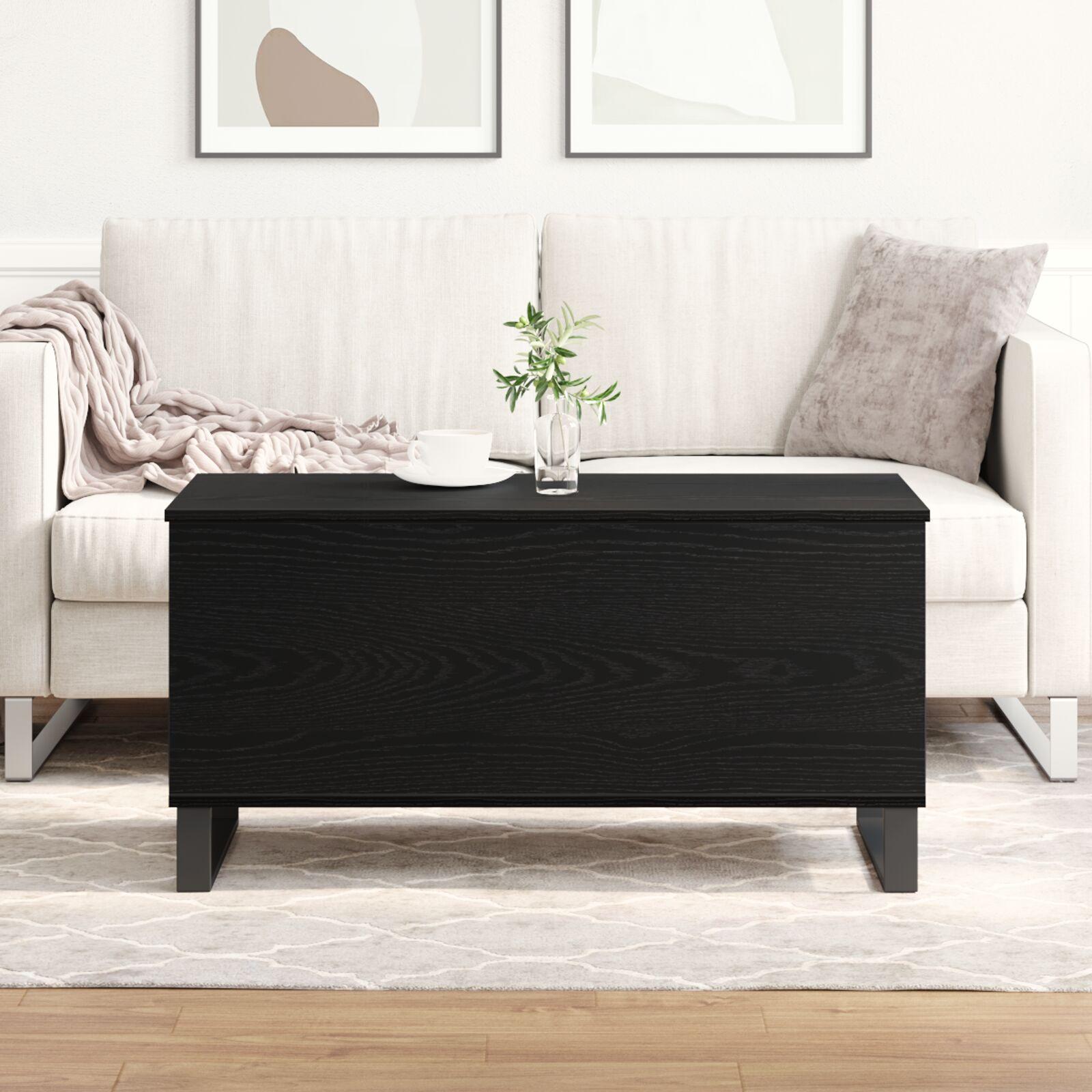 Sofabord Sort Eg 90x44,5x45 cm Konstrueret Træ