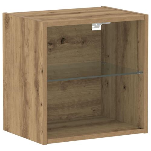 Svævehylde 2 stk Artisan egetræ 40x28,5x40 cm konstrueret træ
