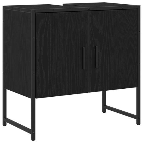 Badeværelsesskab Sort egetræ 60x33x60 cm Konstrueret træ